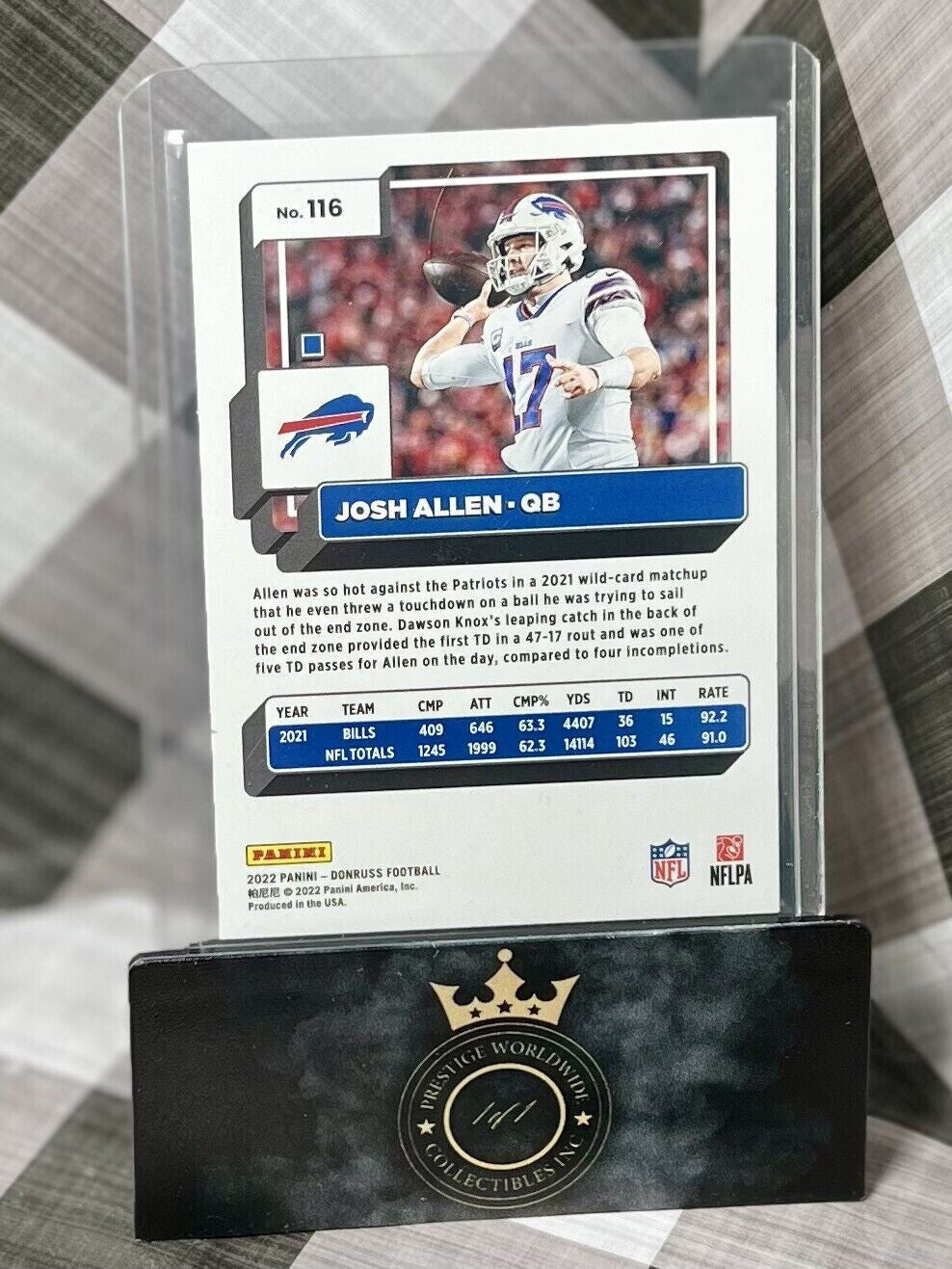 Josh Allen 2022 Panini Donruss Football RARE PRESS PROOF RED #116 Buffalo Bills