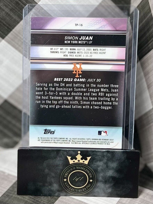 SIMON JUAN 2022 BOWMANS BEST SHORT PRINT REFRACTOR RC #TP-16 - NEW YORK METS