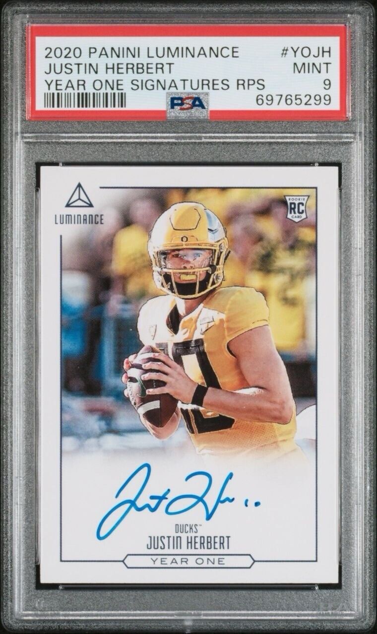 Justin Herbert 2020 Luminance Year One Signature Rookie Auto PSA 9 #YO-JH LAC RC