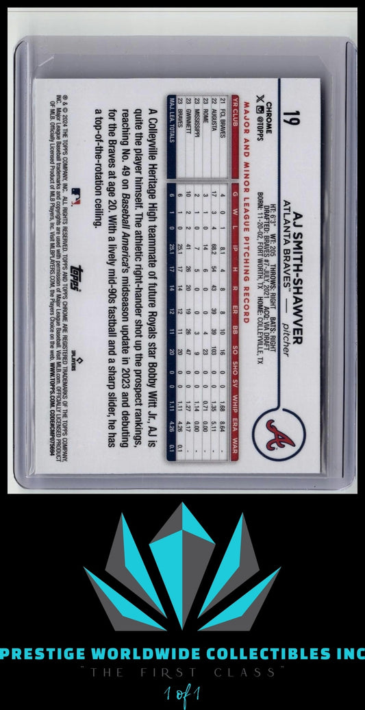 AJ Smith-Shawver 2024 Topps Chrome Rookie #19 Atlanta Braves Rookie