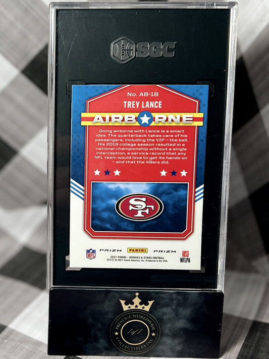 Trey Lance 2021 Rookies & Stars Airborne Red Scope Prizm SGC 9 #AB-18 DAL & SF