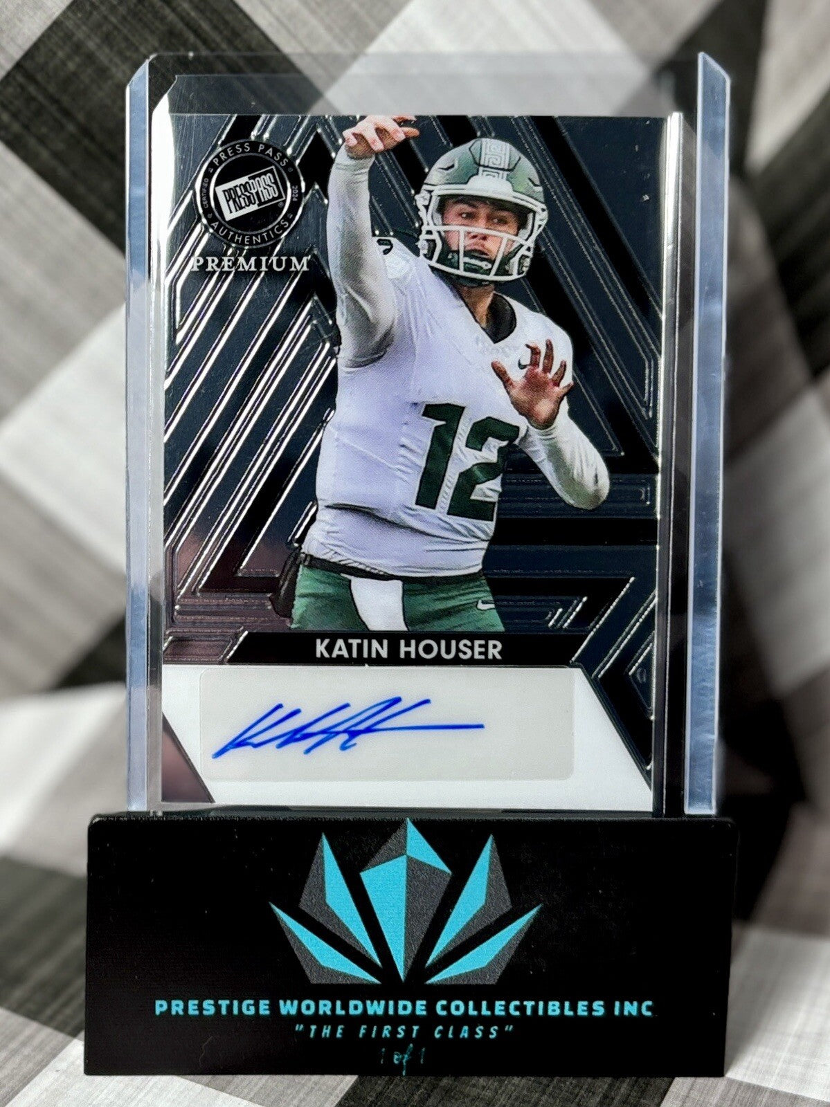 Katin Houser 2024 Leaf Press Pass Rookie Auto /99 #BA-KH1 MSU & East Carolina RC