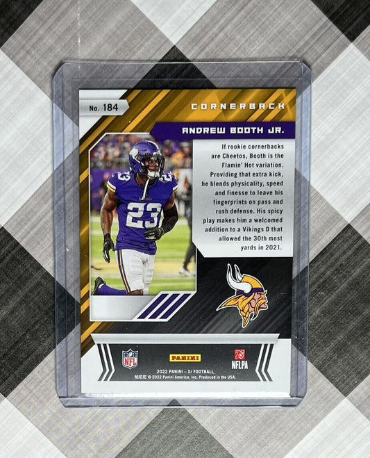 2022 XR FOOTBALL ROOKIE ANDREW BOOTH JR. RED #'D 111/249 #184 MINNESOTA VIKINGS
