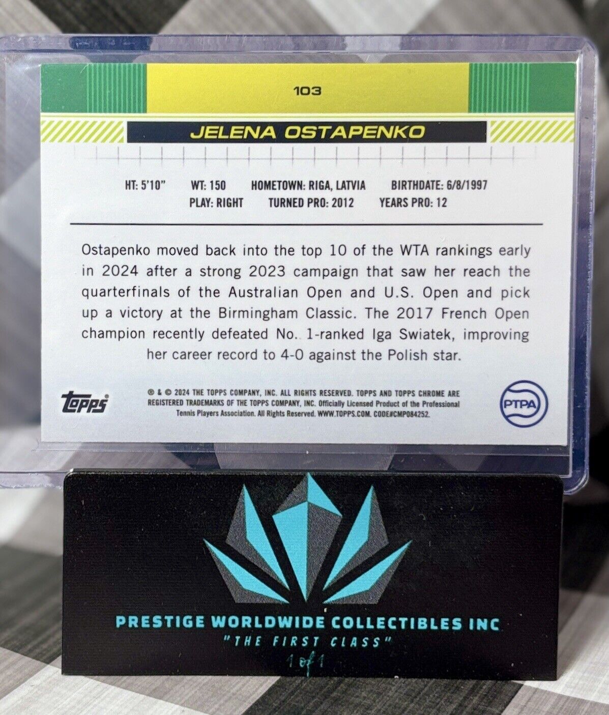 Jelena Ostapenko 2024 Topps Chrome 1st Sepia Refractor #103 Latvia Tennis