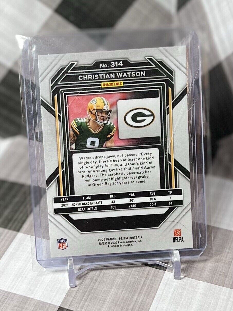 Christian Watson 2022 Panini Prizm NFL Rookie Base #314 Green Bay Packers RC๐๐ฅ