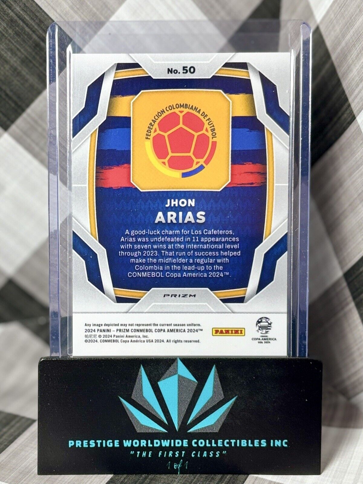 John Arias 2023-24 Prizm Copa America Silver Pulsar Prizm Rookie #50 Columbia RC