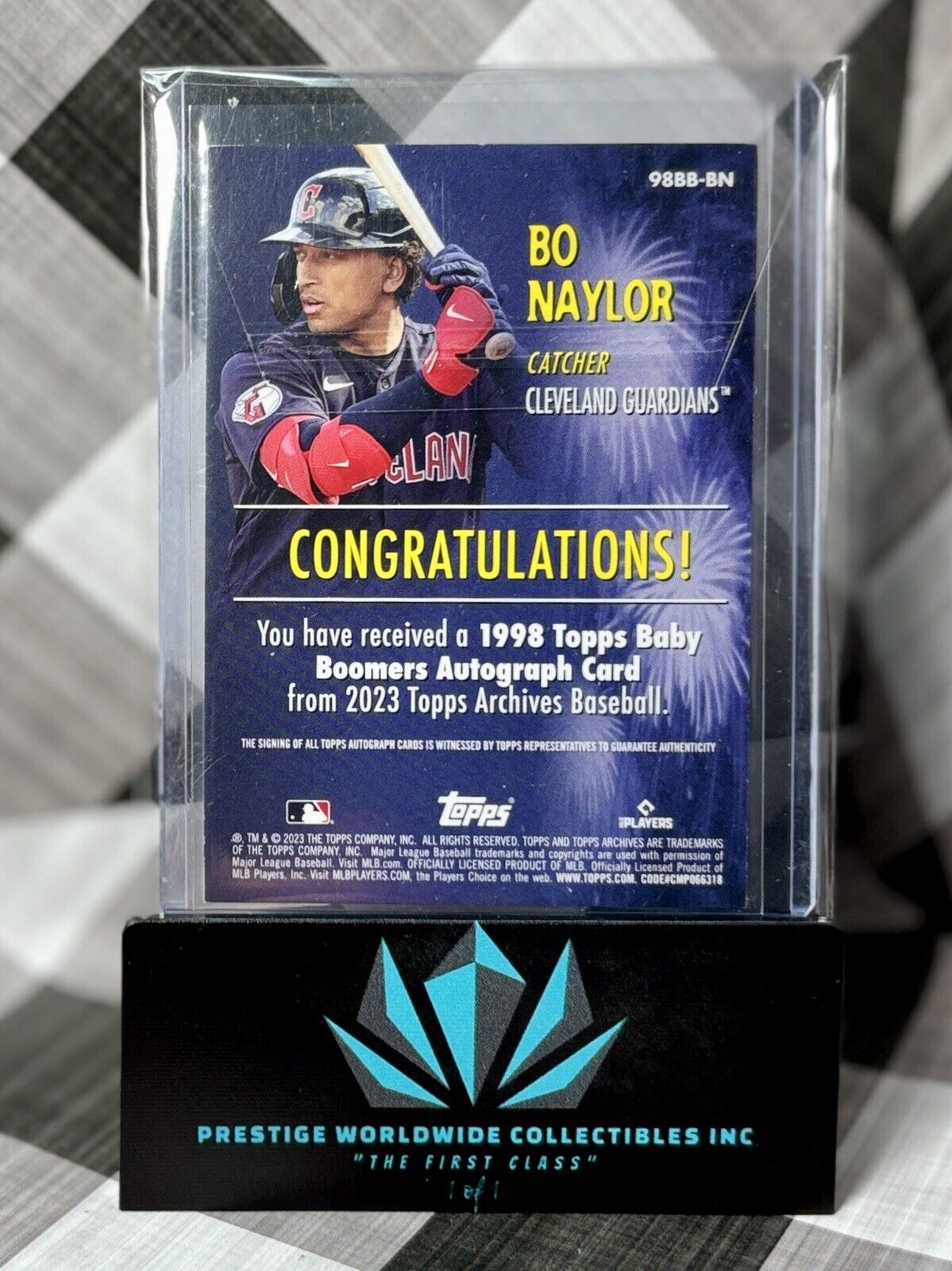 Bo Naylor 2023 Topps Archives Baby Boomers Rookie Auto SP #98BB-BN CLE Guardians