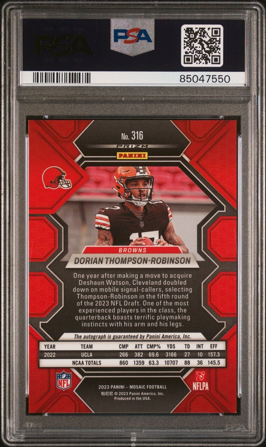 Dorian Thompson-Robinson 2023 Mosaic RC Red Yellow Choice PSA 9 Auto 10 #316 CLE