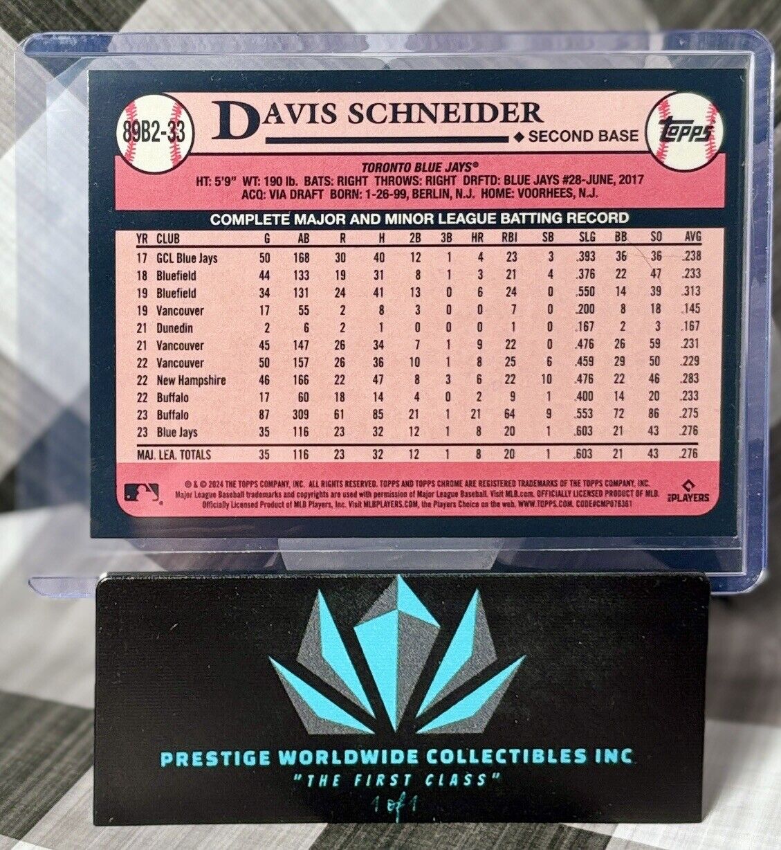 Davis Schneider 2024 Topps Series 2 1989 35th Ann Silver Foil #89B2-33 Blue Jays