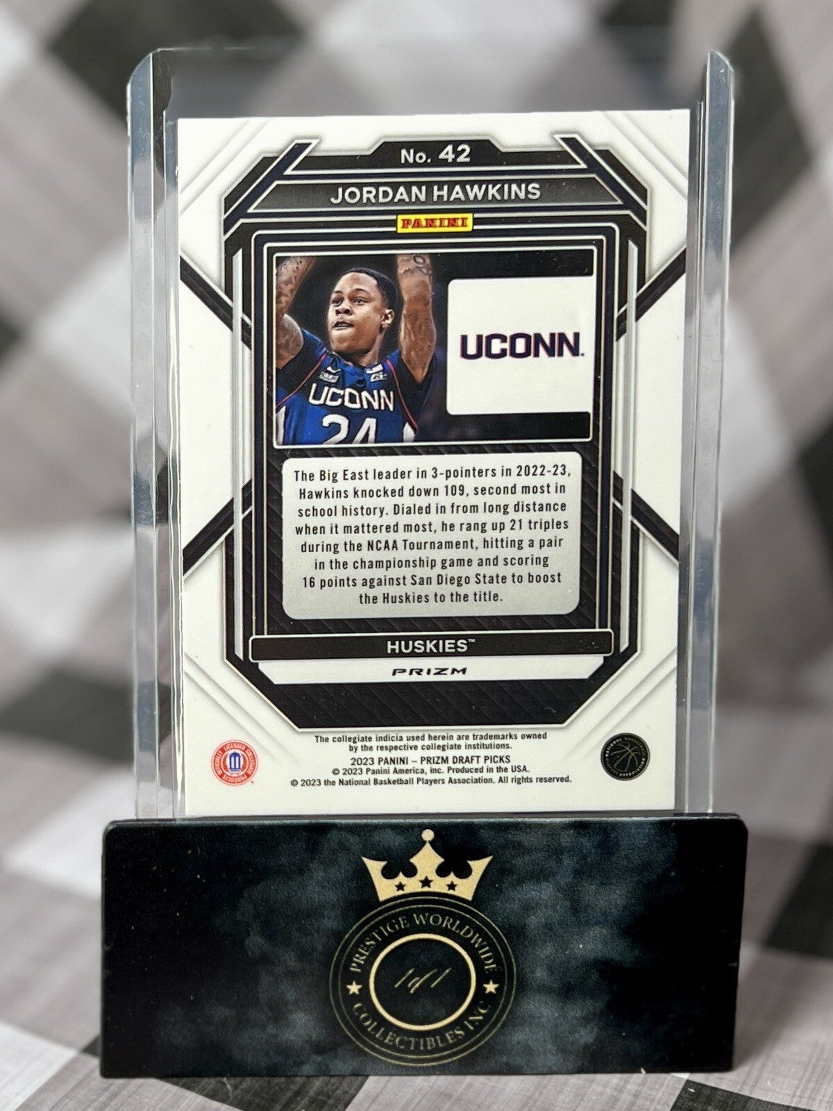 Jordan Hawkins 2023-24 Panini Prizm Draft Picks Purple Wave Rookie #42 Pelicans