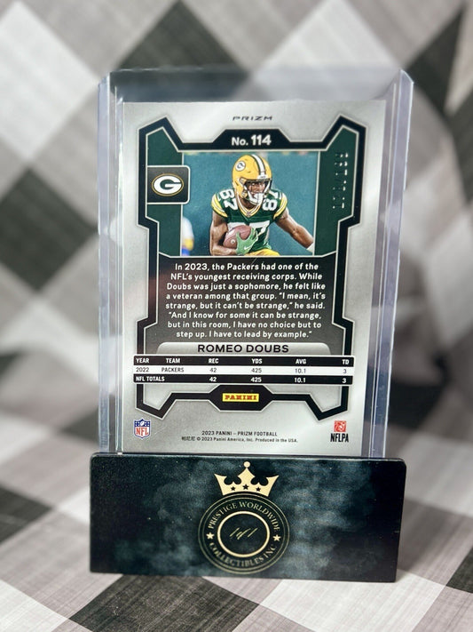 Romeo Doubs 2023 Panini Prizm Blue Wave Prizm /199 #114 Green Bay Packers SP