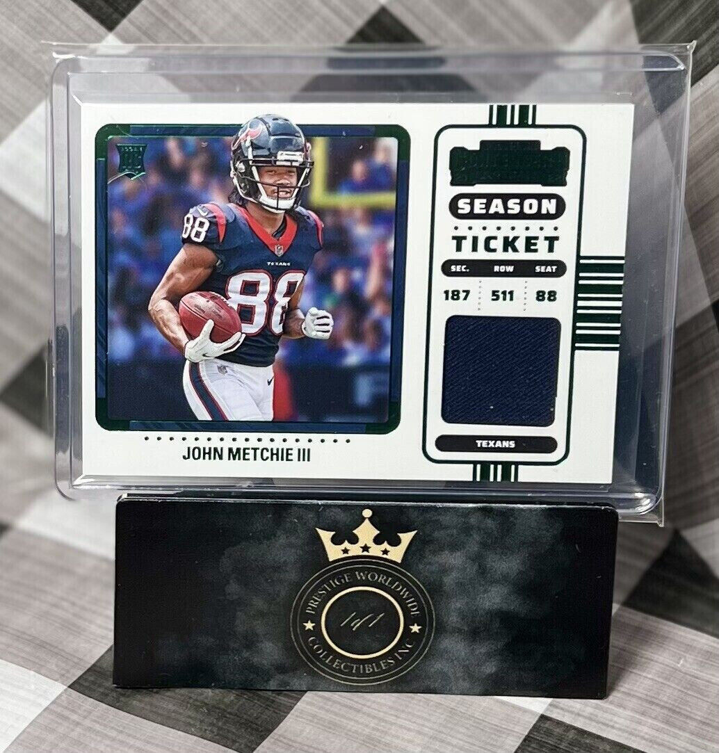 John Metchie III 2022 Panini Contenders Emerald Season Ticket Patch #RSV-JME HOU