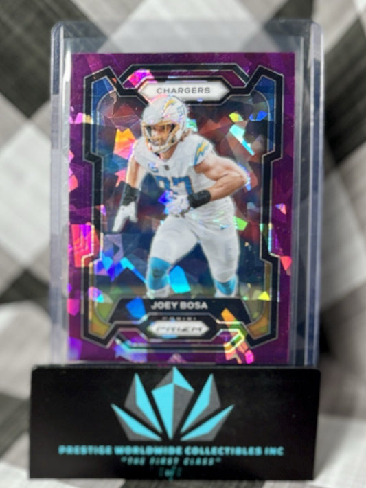 Joey Bosa 2023 Prizm Purple Cracked Ice /225 #157 Los Angeles Chargers SP