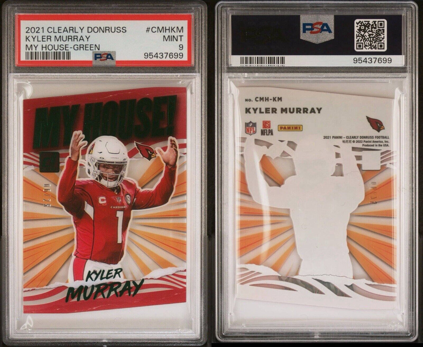 Kyler Murray 2021 Clearly Donruss My House Green /25 PSA 9 #CMH-KM AZ Cardinals
