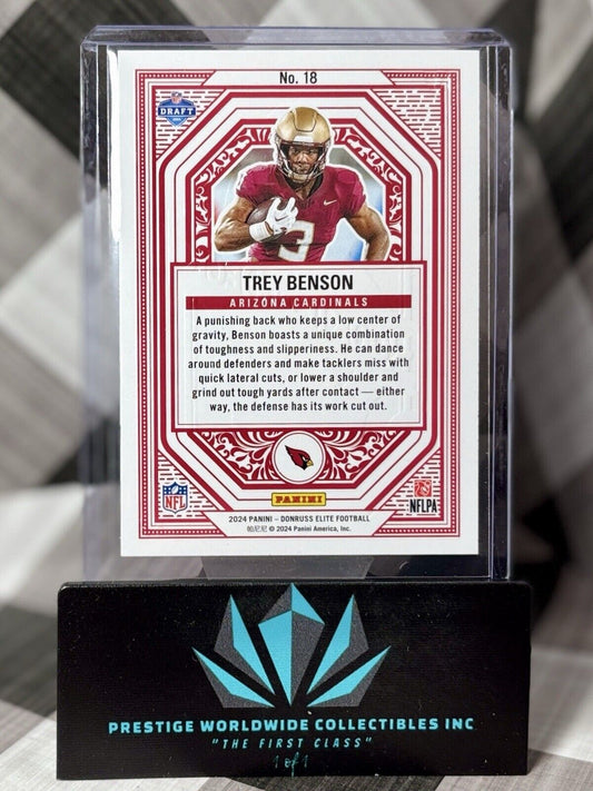 Trey Benson 2024 Panini Donruss Elite Rookie On Deck #18 Arizona Cardinals RC
