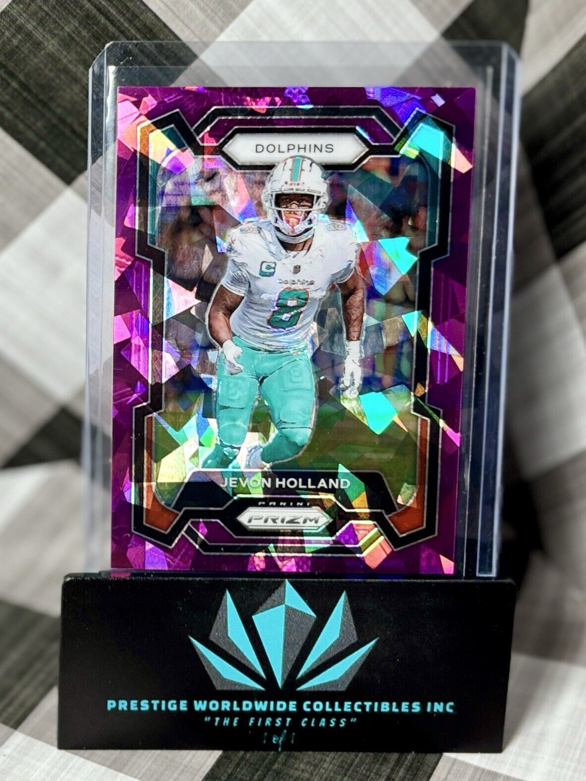 Jevon Holland 2023 Prizm Purple Cracked Ice /225 #188 Miami Dolphins SP