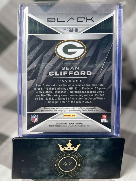 SEAN CLIFFORD 2023 PANINI BLACK ROOKIE SIGNATURE MATERIAL /99 #RSM-10 GB PACKERS