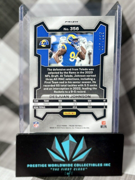 Desjuan Johnson 2023 Prizm Purple Cracked Ice Rookie /225 #356 LA Chargers RC