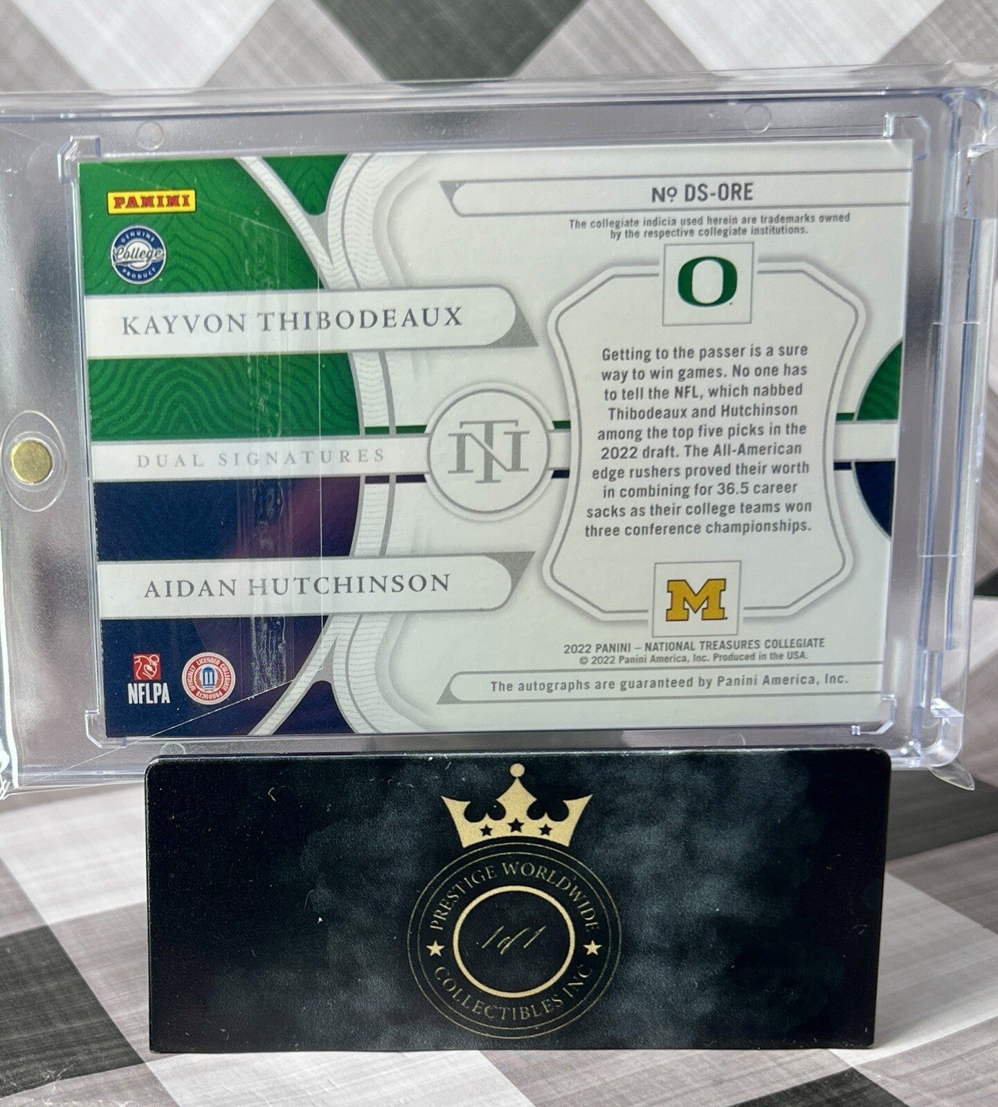 Kayvon Thibodeaux Aidan Hutchinson 2022 National Treasures Dual Auto /75 #DS-ORE