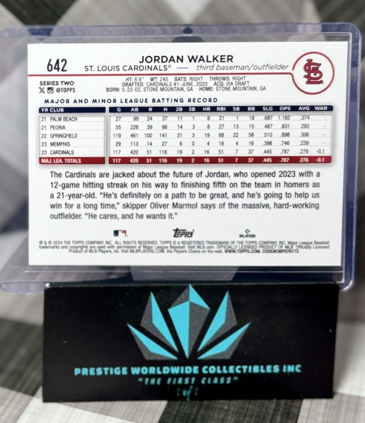 Jordan Walker 2024 Topps Series 2 Rainbow Foil Future Stars #642 STL Cardinals