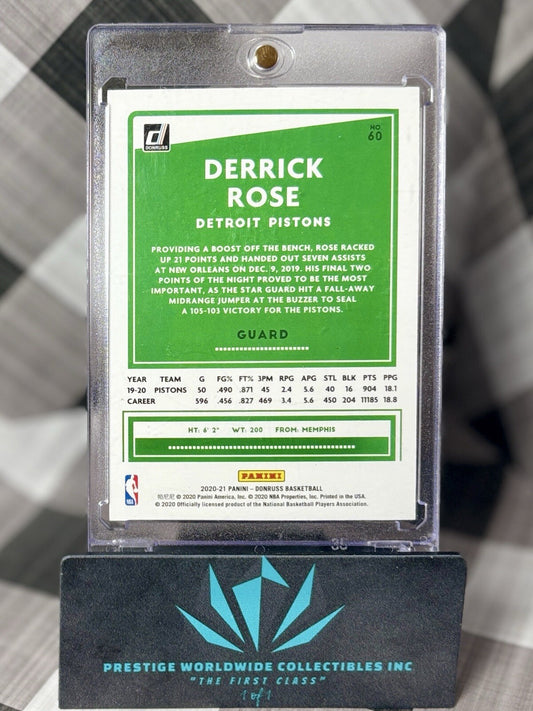 Derrick Rose 2020-21 Donruss Press Proof Purple /199 #60 Detroit Pistons