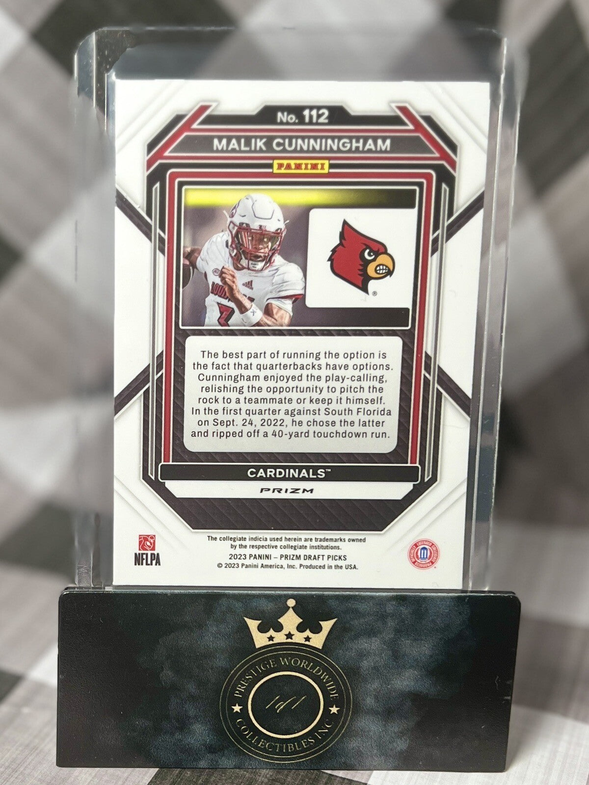 Malik Cunningham 2023 Panini Prizm Draft Picks Red Cracked Ice #112 LOU & Pats
