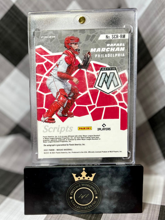 Rafael Marchan 2021 Mosaic Scripts Silver Prizm Auto #SCR-RM