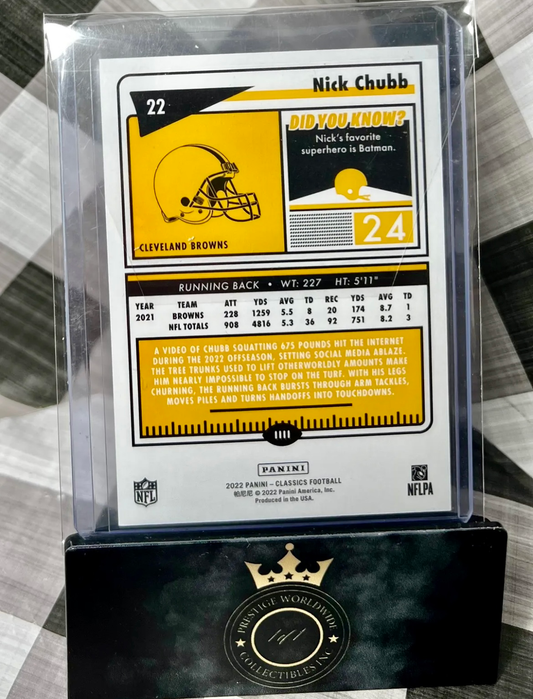 Nick Chubb 2022 Classics Purple Timeless Tributes H2 /50 #22 - Browns