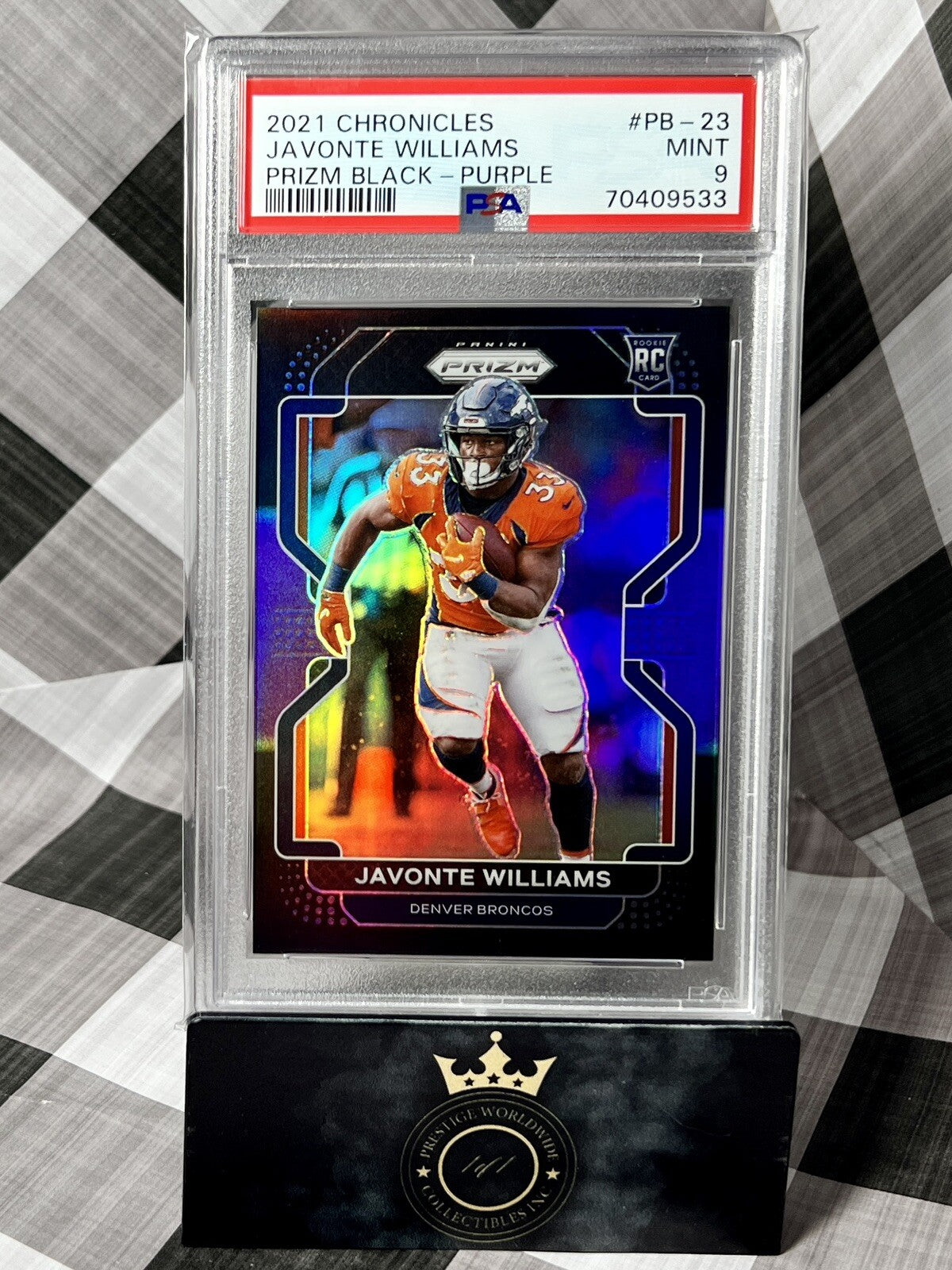 JAVONTE WILLIAMS 2021 Chronicles Prizm Black Purple Rookie /199 PSA 9 #PB-23 DEN