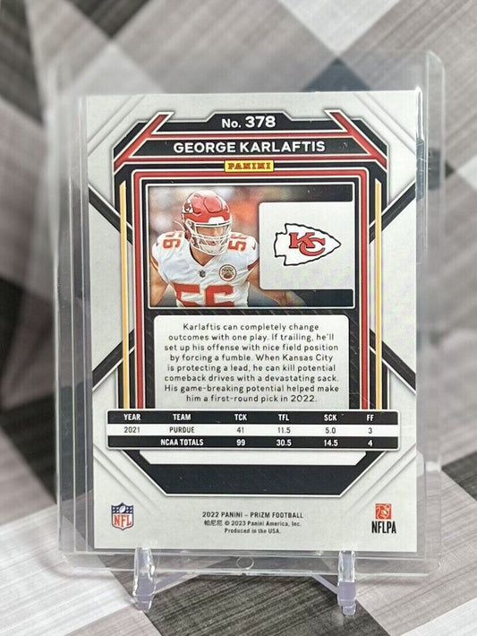 2022 Panini Prizm George Karlaftis Rookie Base #378 - KC Chiefs & Purdue RC