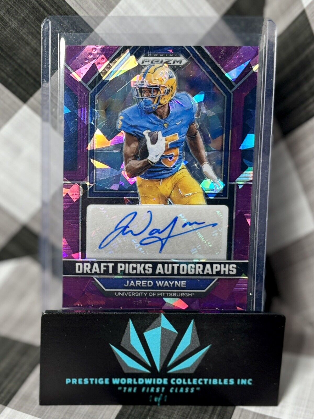 Jared Wayne 2023 Prizm Draft Picks Purple Ice Rookie Auto /99 #DPA-JAW Texans RC