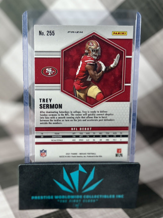 Trey Sermon 2021 Mosaic NFL Debut Silver Mosaic Rookie #255 San Francisco 49ers