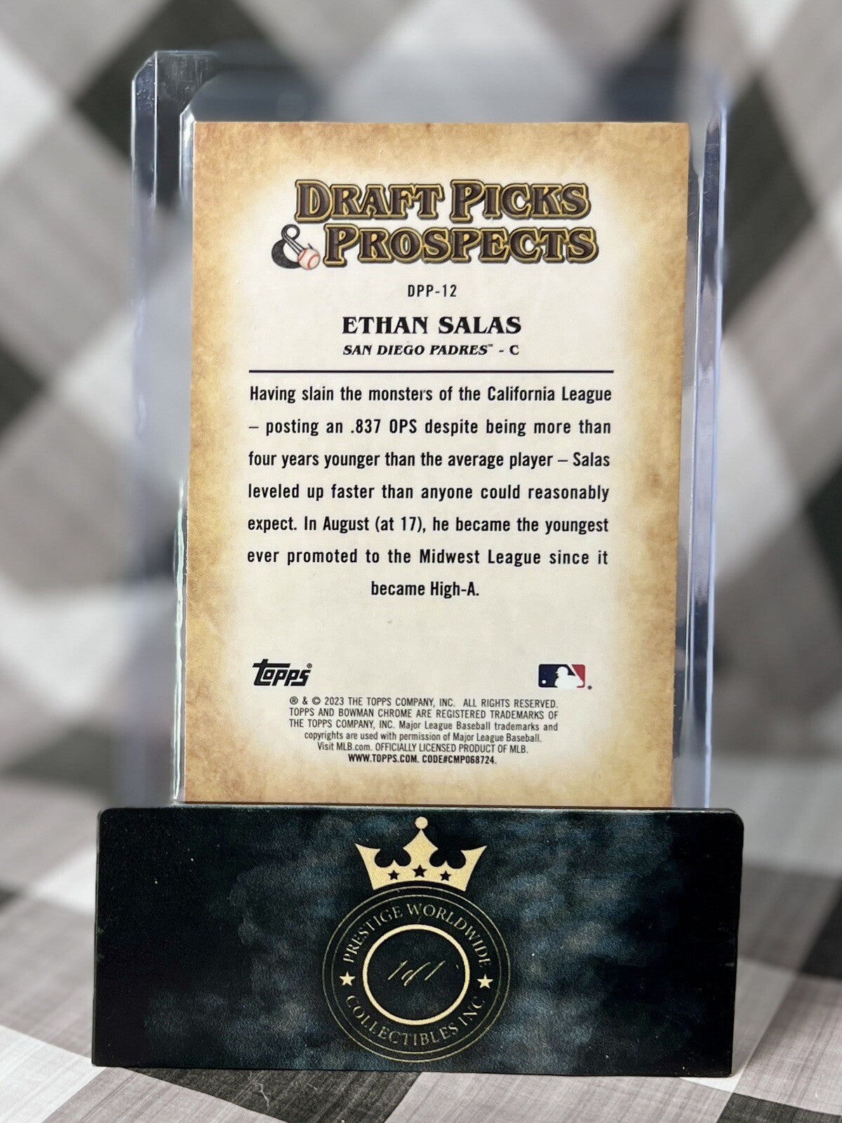 Ethan Salas 2023 Bowman Chrome Draft Picks Prospects #DPP-12 San Diego Padres RC