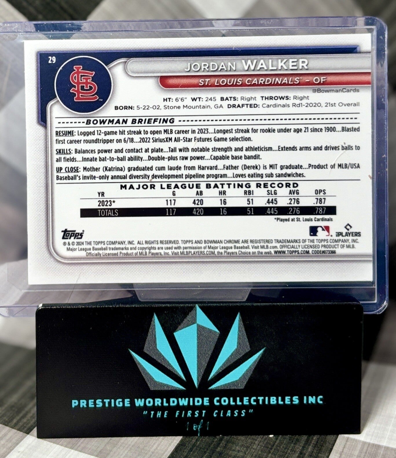 Jordan Walker 2024 Bowman Chrome Mojo Refractor #29 St. Louis Cardinals