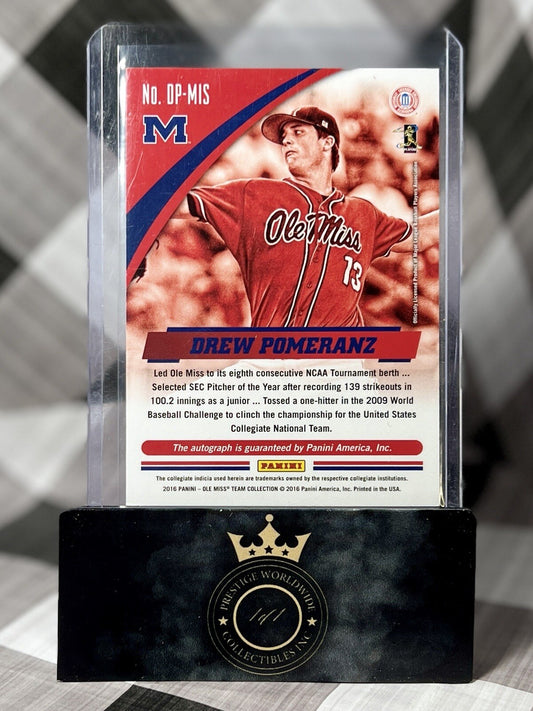 Drew Pomeranz 2016 Panini BlackOle Miss Auto /10 #DP-MIS Ole Miss & Padres