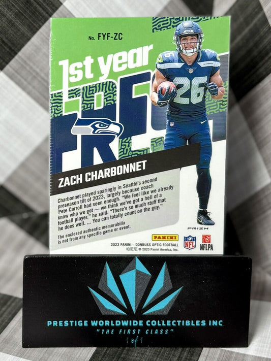 Zach Charbonnet 2023 Donruss Optic 1st Year Rookie Patch #FYF-ZC Seahawks RC