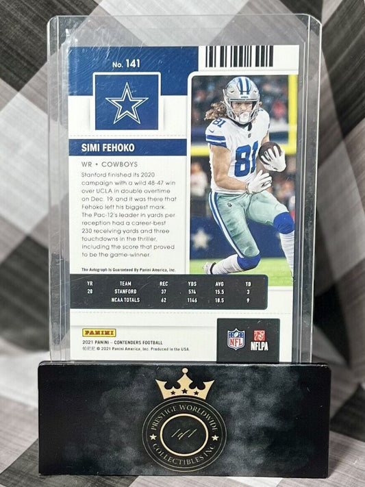 Simi Fehoko 2021 Contenders Optic Gold Rookie Ticket Auto /10 #141 - Cowboys RC
