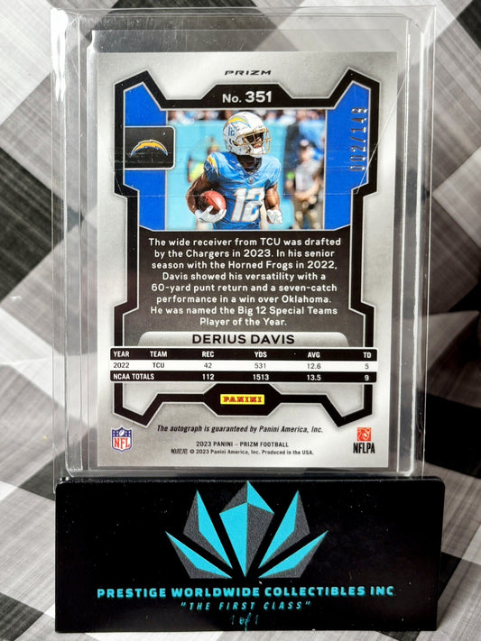 Derius Davis 2023 Panini Prizm Red Wave Rookie Auto /149 #351 LA Chargers RC