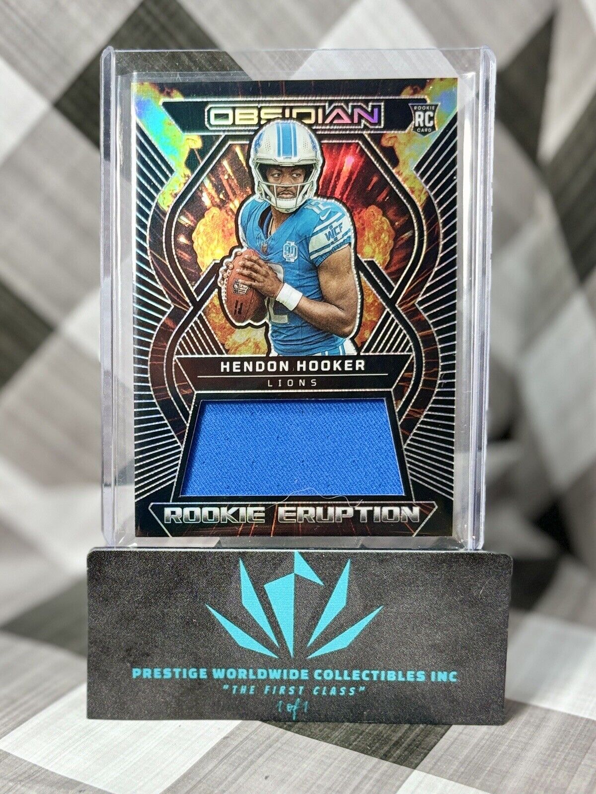 Hendon Hooker 2023 Panini Obsidian Rookie Eruption Patch /199 #REM-HHO Lions RC