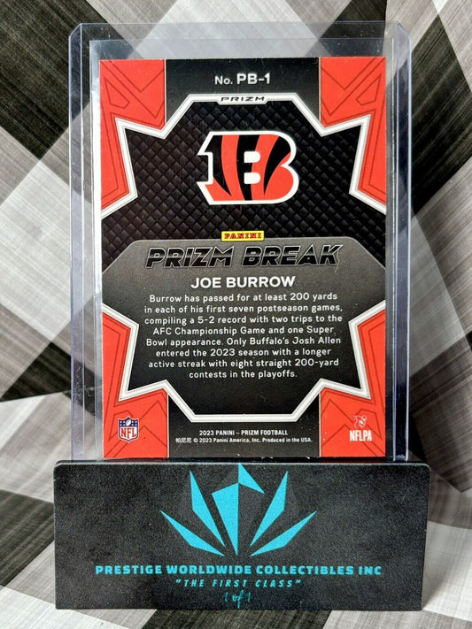 Joe Burrow 2023 Panini Prizm PrizmBreak Green Prizm #PB-1 Cincinnati Bengals SP