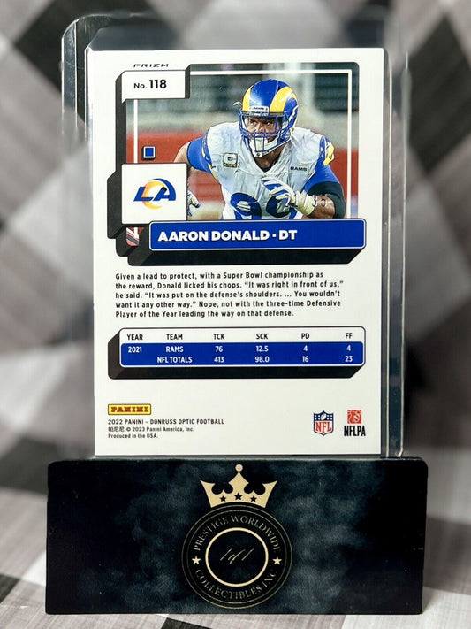 Aaron Donald 2022 Donruss Optic LIME GREEN PRIZM /35 #118 Los Angeles Rams SP