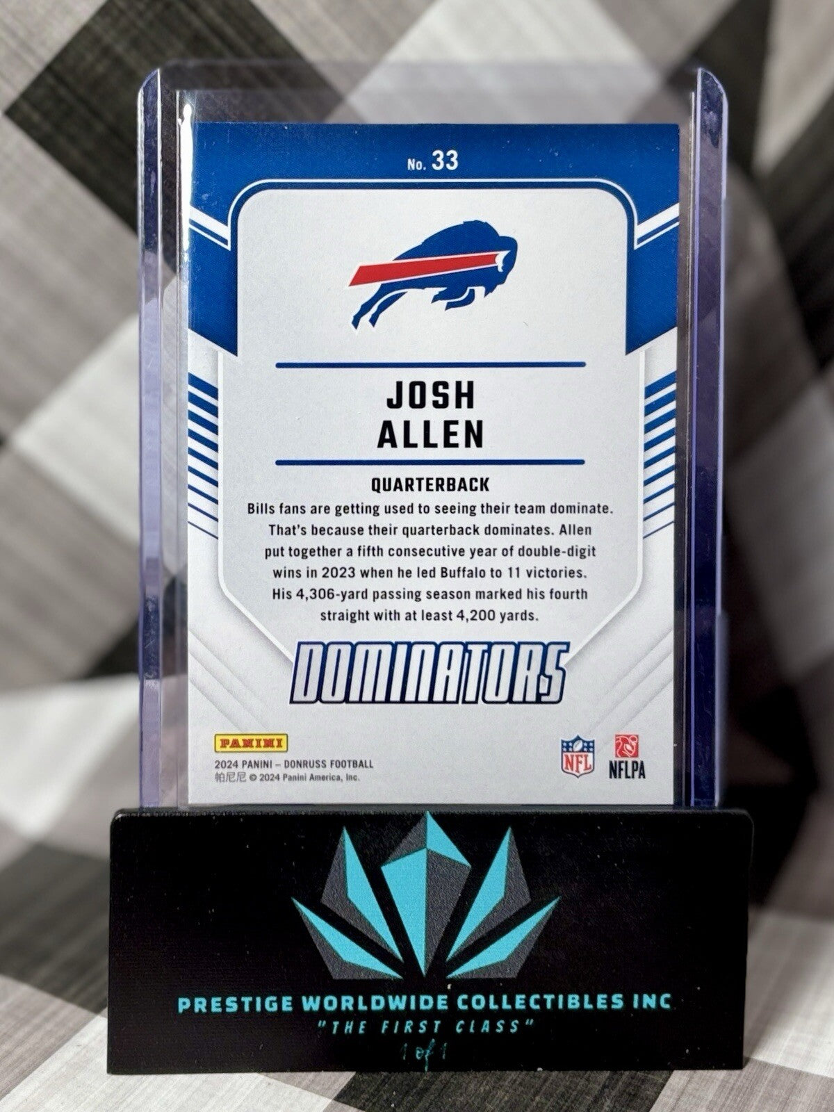 Josh Allen 2024 Panini Donruss Dominators Holofoil #33 Buffalo Bills