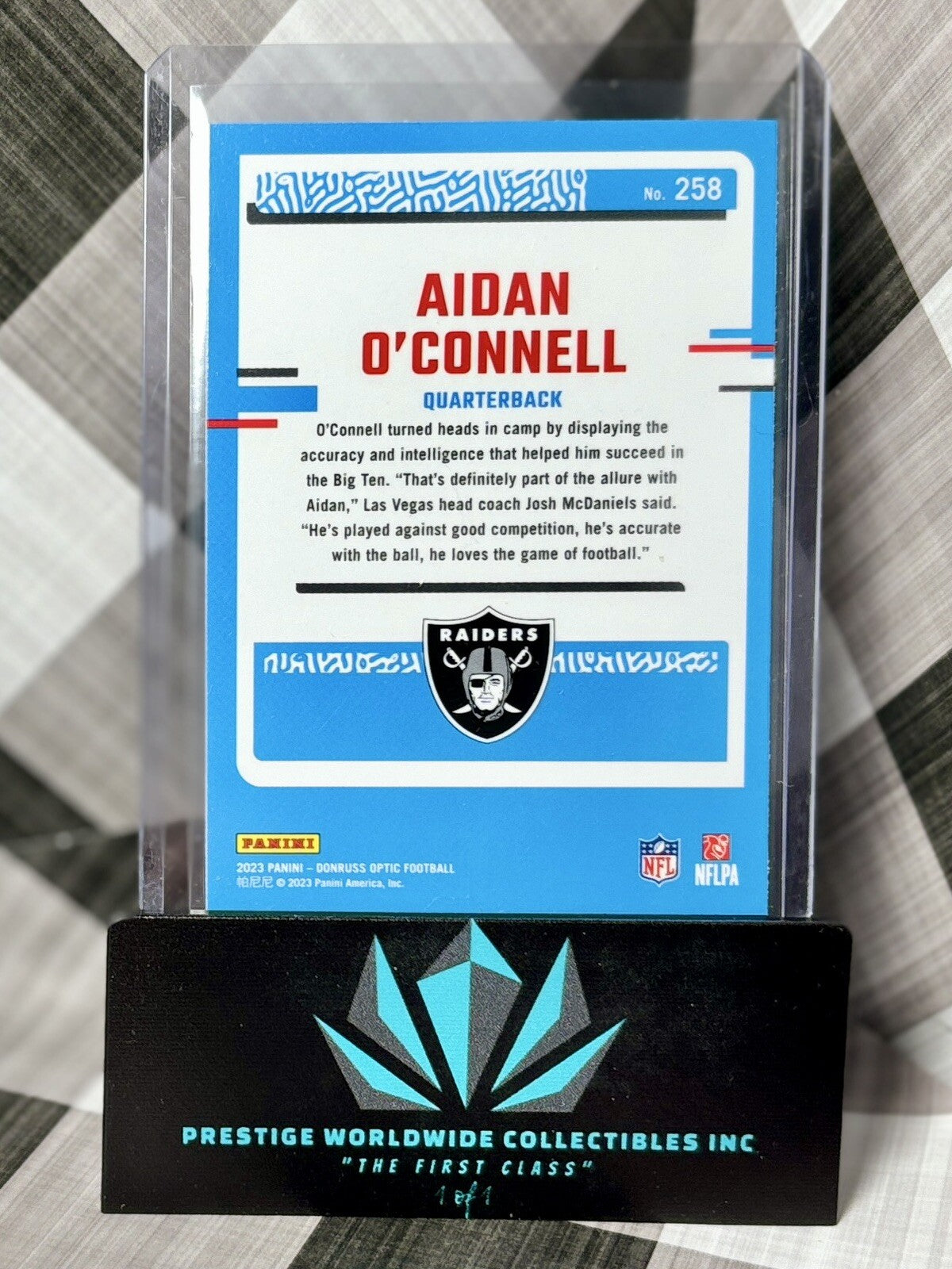 Aidan O'Connell 2023 Donruss Optic Base Rated Rookie #258 Las Vegas Raiders RC