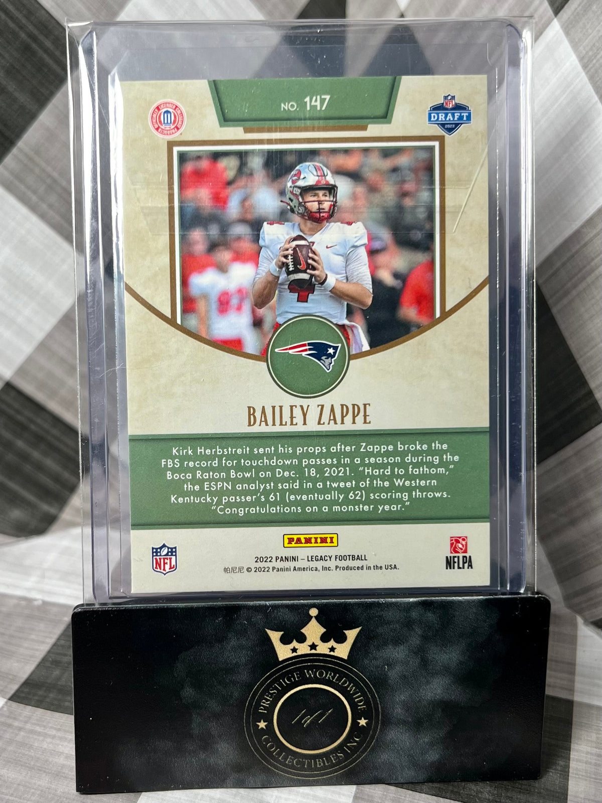 Bailey Zappe 2022 Legacy Rookie #147