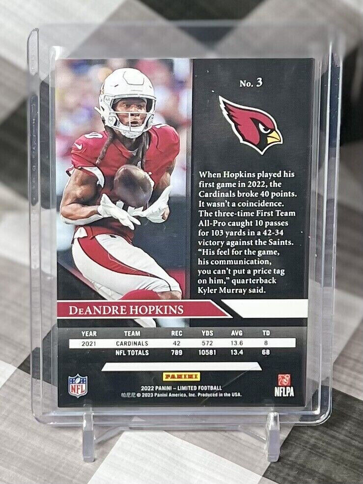 ๐๐ฅ DeAndre Hopkins 2022 Panini Limited Base #3 - Arizona Cardinals Star ๐๐ฅ