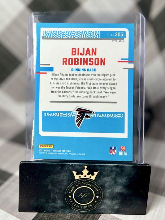 Bijan Robinson 2023 Donruss Optic Preview Pink Prizm Rated Rookie #305 Falcons