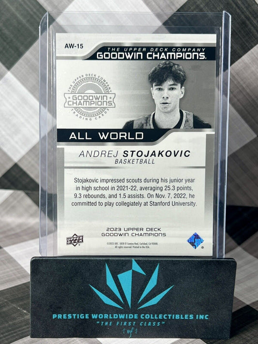 Andrej Stojakovic 2023 Goodwin Champions All World Aqua Parallel #AW-15 Stanford