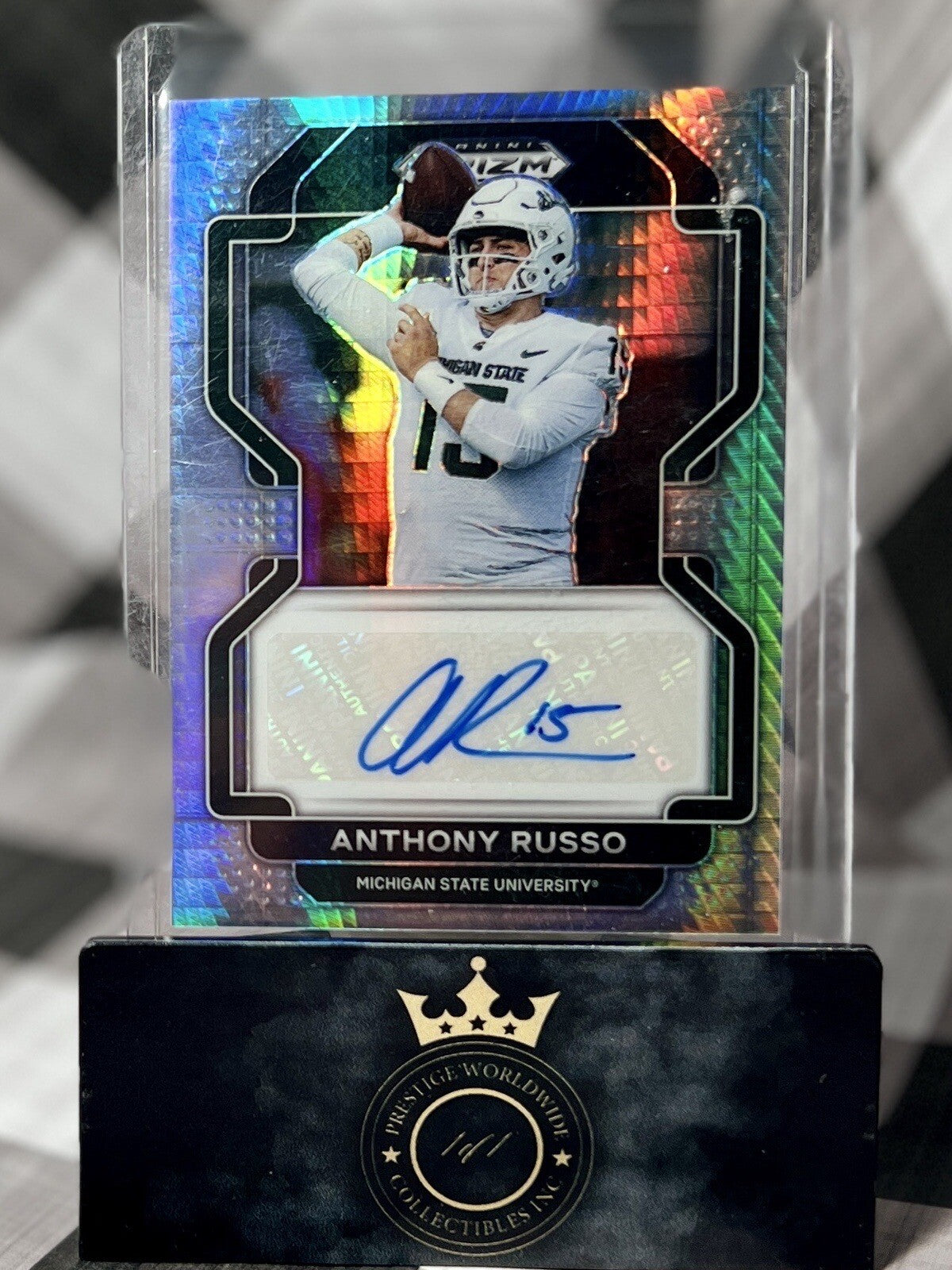 ANTHONY RUSSO 2023 Prizm Draft Picks Silver Hyper Rookie Auto #RA-ARU MSU & CAR