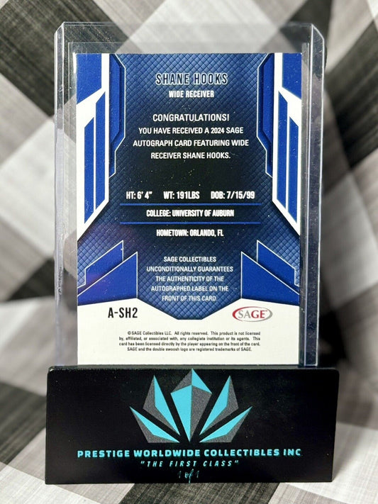 Shane Hooks 2024 Sage Red Rookie Auto #A-SH2 Auburn Tigers & Future NFL