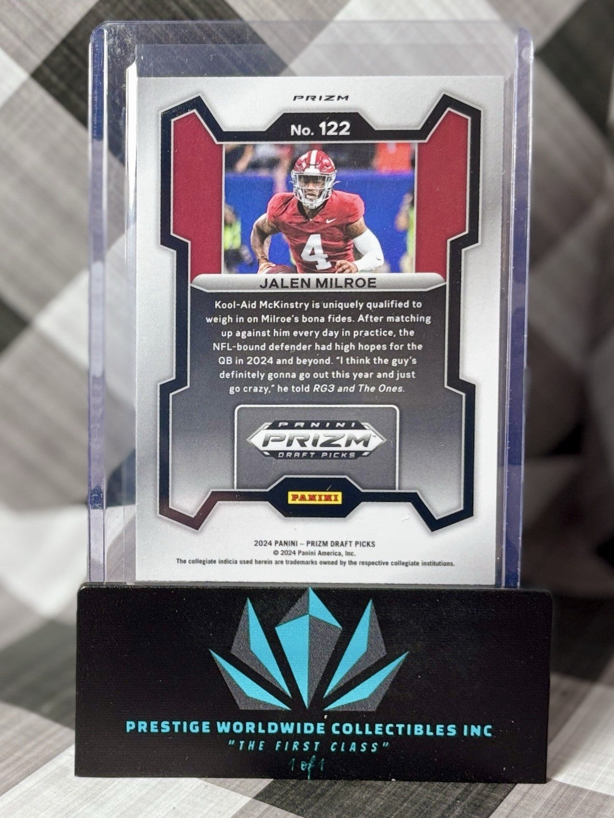 Jalen Milroe 2024 Prizm Draft Picks Red Ice Prospect #122 Seahawks & Alabama